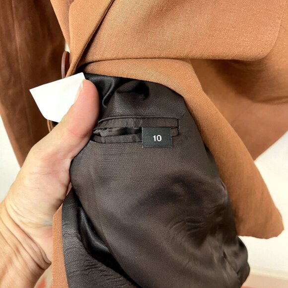 Vintage Ann Freedberg Brown Linen Button Down Jacket sz 10 - Picture 5 of 5